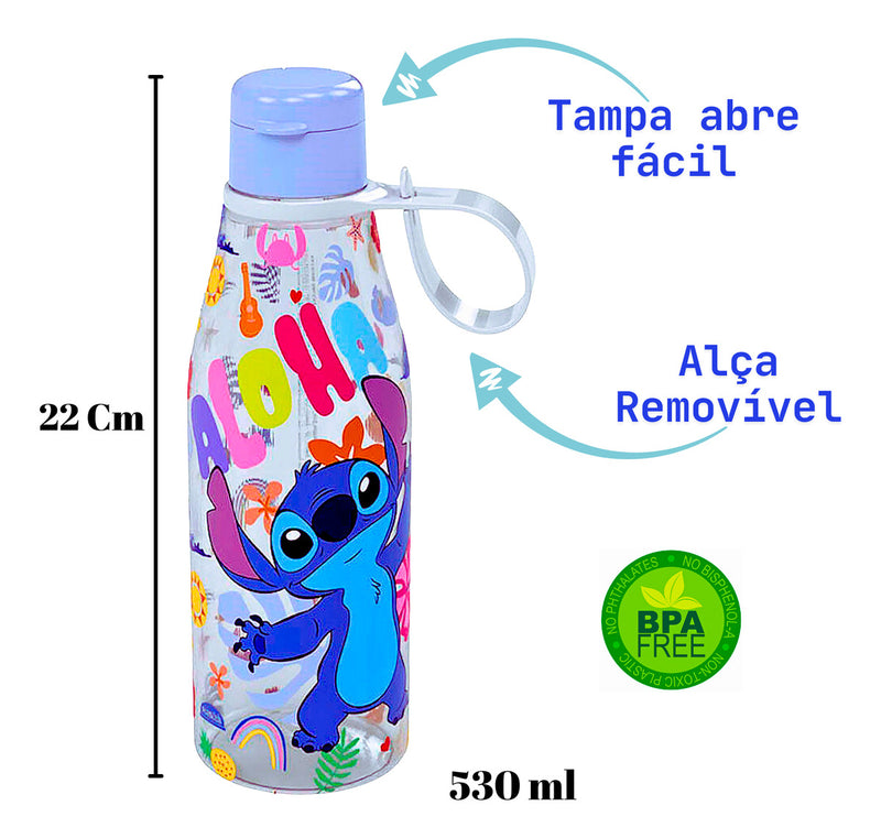 Kit Garrafa Stitch Squeeze Infantil Brinde Promoção